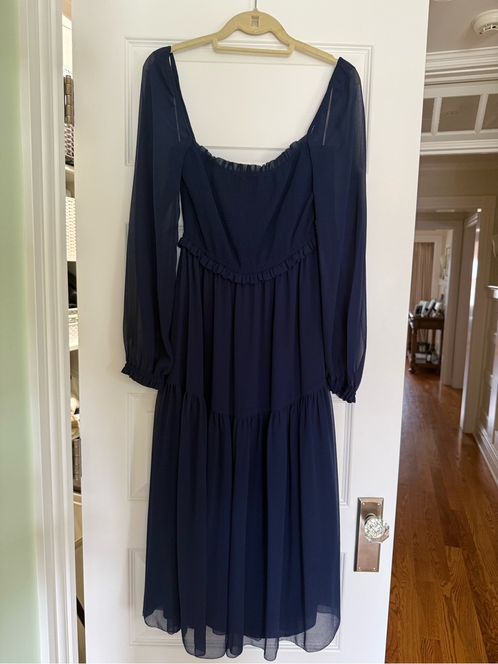Aritzia Wilfred Navy Midi/maxi Long Sleeve Dress